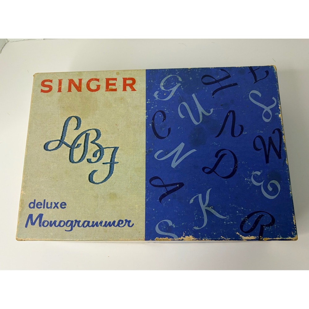 Vintage Singer Deluxe Monogrammer Sewing Machine Attachment Set with Box